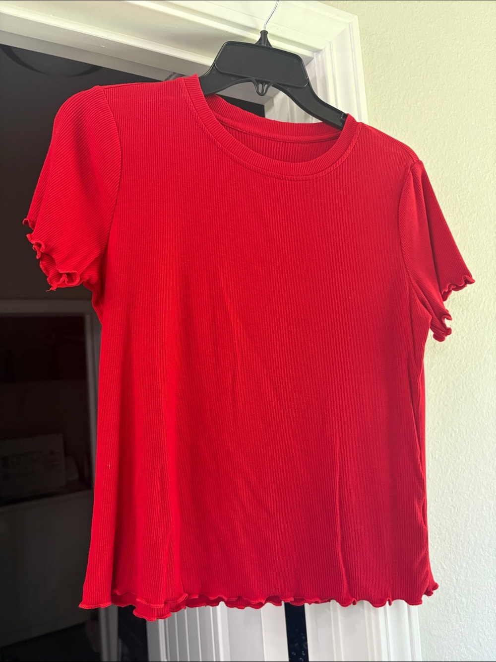 Classic Red Ribbed Short Sleeve Tee